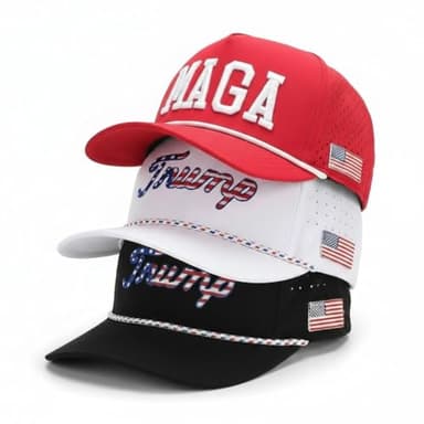 Curves & Clubs Trump Golf Hats 3-Pack – MAGA Red, White & Black Funny Golf Hats– Perfect Golf Gift Bundle