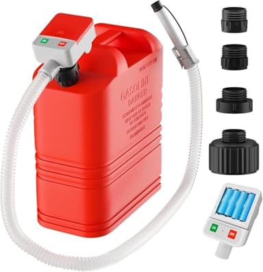 anngrowy Fuel Transfer Pump Battery Powered with Auto-Stop, Gas Can Pump Transfer with 4 Adaptors, 3.2 GPM, 51" Hose, Portable liquid Transfer Pump for Oil, Gasoline, Diesel, Kerosene, Gifts for Him