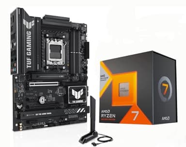 MICRO CENTER AMD Ryzen 7 7800X3D CPU Processor with ASUS TUF Gaming B850-PLUS WiFi AM5 ATX Motherboard (DDR5, PCIe 5.0, 3X M.2, Wi-Fi 7, USB 20Gbps Type-C)