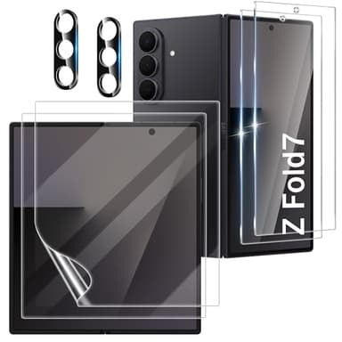 WILLONE 2+2+2 Pack for Samsung Galaxy Z Fold 7 Screen Protector (8.0 inches) with Camera Lens Protector, Case Friendly Tempered Glass Film, Fingerprint Unlock, HD Clear