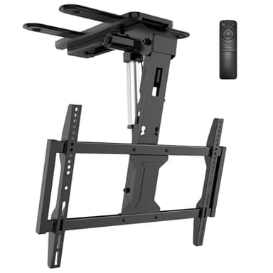 WALI Motorized Ceiling TV Mount Flip Down for 37-75” Flat Curved TVs, Electric Ceiling Mount TV Bracket with Remote, Fits Flat & Pitched Ceiling, Up to 99 Lbs, Mounting Holes 600x400mm(FCM604A), Black