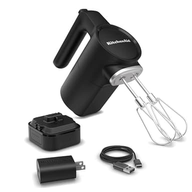 KitchenAid Go Cordless Hand Mixer, Metal - KHMR762, Black Matte