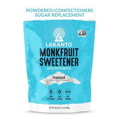 Lakanto Powdered Monk Fruit Sweetener with Erythritol - Confectioners Sugar Substitute, Frosting, Icing, Zero Calorie, Keto Diet Friendly, Baking, Extract, Sugar Replacement (Powdered - 1.76 lb)