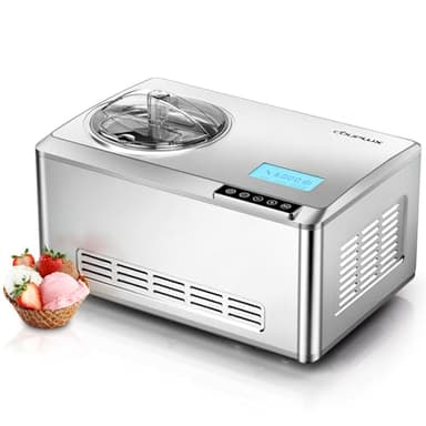 COUPLUX Ice Cream Maker, Fastest Freezing 2.1QT Ice Cream Machine with Built-in Compressor Easy Operate & Clean Automatic Ice Cream Maker Machine All Stainless Steel, LCD Display
