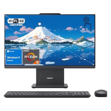 Lenovo IdeaCentre 27" Touchscreen All-in-One Desktop | AMD Ryzen 5 8645HS, 16GB DDR5 RAM, 1TB SSD | FHD IPS Display, Wi-Fi 6, HDMI in/Out, Wireless Charging Base, Wireless KB&Mouse, Windows 11
