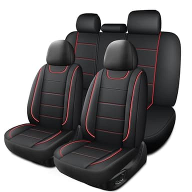 HChengkikz Car Seat Covers, Quilting Leather Seat Covers Full Set, Waterproof Faux Leather Automotive Seat Covers for Cars, Universal Car Seat Protectors Fit for Suvs, Trucks, Airbag Compatible