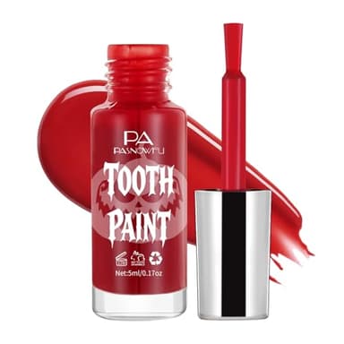 PASNOWFU Blood Red Tooth Paint - Realistic SFX Makeup for Creepy, Vampire Looks, Durable, Teeth Paint Non-Toxic, Effortless Application for Halloween SFX Makeup,Theatre Performances, Costume Parties.