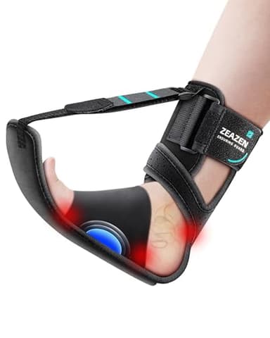 ZEAZEN Plantar Fasciitis Brace Night Splint, Adjustable Foot Support for Heel Spur, Foot Drop & Achilles Tendonitis Relief, Comfortable Day & Night Use for Men and Women (Black, Large)