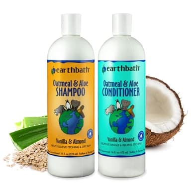 earthbath Vanilla & Almond Dog Shampoo and Conditioner Set - Oatmeal Shampoo & Conditioner for Dogs, Itchy, Dry Skin Relief, Pet Wash, Made in US - Vanilla & Almond, 16 Fl Oz (Pack of 2)
