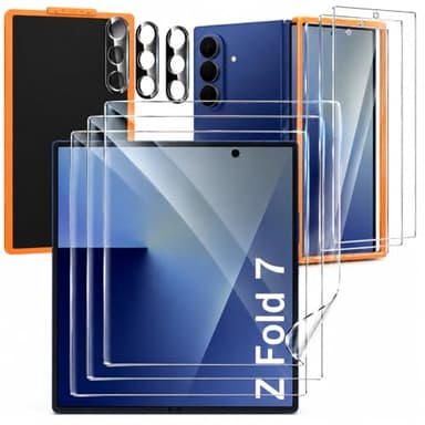 V-PORYADKU 3 Pack for Samsung Galaxy Z Fold 7 Screen Protector (8.0 inches) + 3 Pack Camera Lens Protector, Inside Flexible Film, Anti-Scratch, Fingerprint Unlock, HD Clear, Case Friendly
