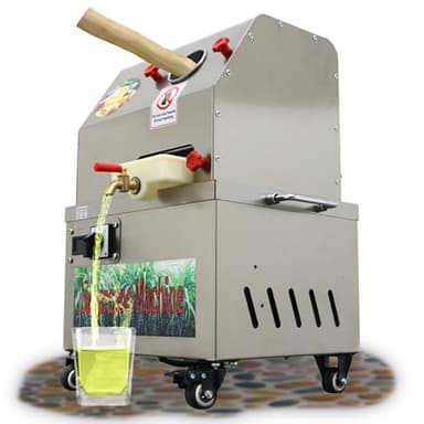 IntXanth Electric Sugarcane Juicer - Vertical Press with 3 Stainless Steel Rollers, High Capacity 660lb/h, Easy Clean, Portable Design for Home & Commercial Use (24V DC/110V AC)