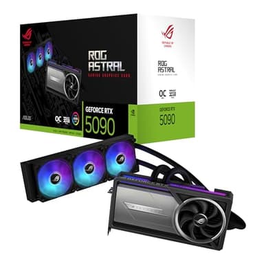 ASUS ROG Astral LC NVIDIA GeForce RTX 5090 32GB GDDR7 OC Edition, Experience Fluid Force with a 360mm AIO Cooler for Optimal Performance which can Achieve The Highest GPU Clock Speed, 3 Year Warranty