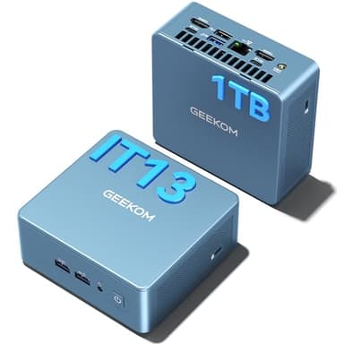 High Speed GEEKOM IT13 Mini PC 2026 with 13th Gen Intel i5-13600H |16GB RAM | 1TB SSD | Windows 11 Pro | 2 X USB4.0(40Gbps) | Quad Display| WiFi 6E |SD Slot | Intel NUC13 Replacement Desktop Computers