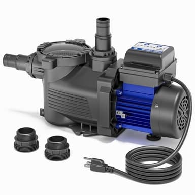 Aqaustrong 1/2 HP Above Ground Pool Pump with Timer, 115V, 2500GPH, 1.25"&1.5''adapter, High Flow, Powerful Self Primming Swimming Pool Pumps with Filter Basket, Sky Blue
