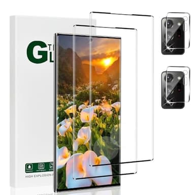 [2+2 Pack] For Note 20 Ultra Screen Protector and Camera Lens Protector, 3D Curved, Touch Sensitive, 9H Hardness Tempered Glass Scratch Resistant, Bubble Free, for Samsung Note 20 Ultra 5G (6.9 Inch)