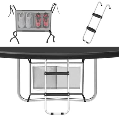 Gardenature Trampoline Ladder, 2 Steps with Wide Step, Trampoline Steps with Storage Bag, Trampoline Accessories for Kids,Silver