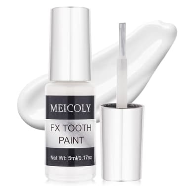 MEICOLY Cosmetic Tooth Paint,White Teeth Makeup,Professional Teeth Covering,Temporary Teeth Paint for Cosplay,Stage Performance,SFX Makeup,Dry Fast,Safe for Mouth,Long Lasting