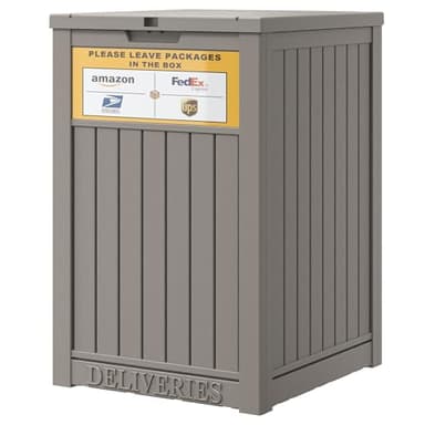 LHBGO Upgrade 48 Gallon Package Delivery Box for Outside with Sticker Sign, Large Resin Outdoor Package Drop Box For Porch, Outdoor Storage Box with Lockable Secure