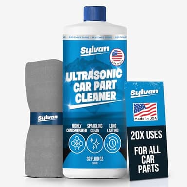 Ultrasonic Carburetor & Parts Cleaner Solution Concentrate + Free Cleaning Cloth | Makes 50 Gal. | Made in The USA | for All Ultrasonic and Immersion Machines | Cleaning Liquid | Engine Parts, Carbs