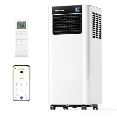 Temprium 8,000 BTU Portable Air Conditioner with WIFI Enabled, Smart Portable AC for rooms up to 350 Sq.ft., 3-in-1 Room Air Conditioner with Cool, Dry, Fan, Sleep Modes, APP/Voice/Remote Control