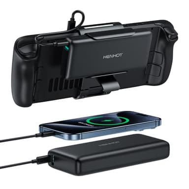 HenHot 2-in-1 Steam Deck Power Bank for Steam Deck/Steam Deck OLED, 65W 20000mAh External Battery Pack, Steam Deck Accessories with Stand Dual USB C Cables, for MacBook, Dell, Lenovo, Asus
