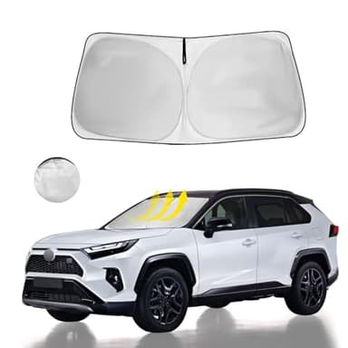 Windshield Sun Shade Fit 2026 2025 2024 2023 2022-2019 Toyota RAV4 Prime LE Hybrid XLE XLE Premium Adventure TRD Off Road Front Window Sunshade Accessories SUV Sun Visor UV Protector Heat Shield Cover