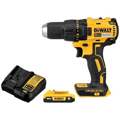 DEWALT 20V MAX Cordless Drill Driver Set, Electric Drill, Brushless 1/2 In 2 Speed, 2.0 Ah Battery and Charger Included, LED Light (DCD777D1)