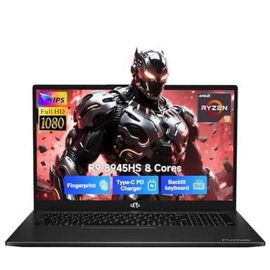 NIMO 17.3 Gaming-Laptop Ryzen 9 8945HS (Beat i9-13900H, Up to 5.2GHz) 16GB RAM, 512GB SSD, Radeon 780M, PD 100W Type-C AI-Enhanced for Copilot VR Ready, Backlit Keyboard, Fingerprint