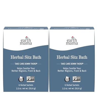 Earth Mama Herbal Sitz Bath | Pregnancy & Postpartum Essentials, Soothing Sitz Bath for Hemorrhoids with Witch Hazel, & Calendula, 6-Count (2-Pack)