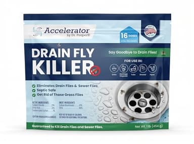 Drain Fly Killer Powder – Eliminates Drain Flies & Sewer Flies in Drains, Sinks, Showers – Fast-Acting Treatment - Septic Safe & Made in USA