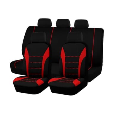 TNAIYH Car Seat Cover Full Set, Fashion Soft Sponge Vehicle Front and Rear Split Bench with Removable Headrest Cover, Breathable Auto Seat Protector, Universal for Truck SUV Sedan (Red/Black)