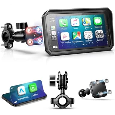 YZW 6" Wireless Motorcycle Carplay with Android Auto, Waterproof GPS Nevigation System Screen for Motorbike, Music Sharing,Vioce Control,Light Sensor, BT,Anti-Theft Design Quick-Release Magnetic Mount