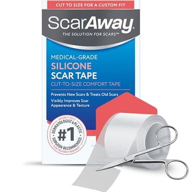 ScarAway Clear Silicone Scar Tape, Medical-Grade Cut-to-Size Silicone Strip for Surgery, Burn, Hypertrophic & Keloid Scars, Self-Adhesive, Water-Resistant, 1 Roll