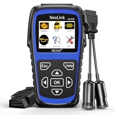 NEXAS NL102P Heavy Duty Truck Scanner with DPF Regen Oil Reset, Full System Diesel Diagnostic Scan Tool for Isuzu, Cummins, Detroit, Maxxforce, Hino, 2-in-1 OBD2 & HD OBD Code Reader for Semi & Car