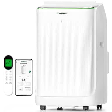 ZAFRO Smart Inverter Portable Air Conditioners, 14000 BTU (10000 BTU SACC) Dual Hose Portable AC Unit with Energy Saving/Ultra Quiet(42dB)/Drainage-free Cooling/APP/Remote for Multi-Scenario Use