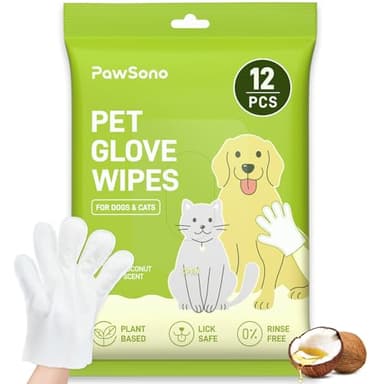 12PCS Hypoallergenic Pet Glove Wipes for Dogs & Cats - Quick Clean & Deodorizing Between Baths & Travel | Dog Washing Wipes for Fur, Butt, Paws, Eyes & Ears |Cat Cleaning Gloves for Grooming & Bathing
