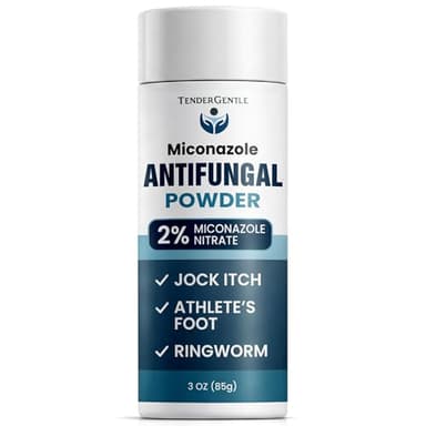 TenderGentle Miconazole Antifungal Powder, 3oz - Good for Jock Itch, Ringworm, and Athletes Foot - for Discomfort, Scaling, Cracking, and Itching Powder