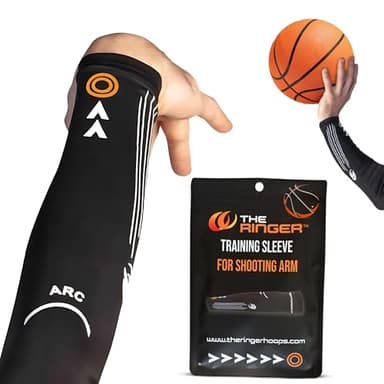 The Ringer Hoops Basketball Sleeve – Basketball Shooting Trainer Arm Sleeve – Shot Trainer with Marked Lines, Compression Shooting Sleeve Basket ball for Perfect Form (Youth)