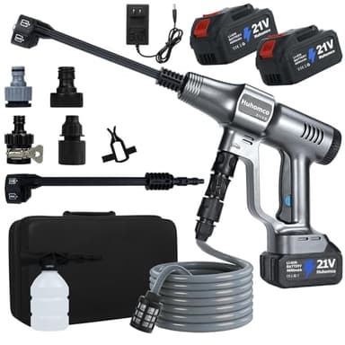 Huhomco 1200PSI Cordless Pressure Wassher Handheld Portable, 2×4.0Ah Batteries (Gray)