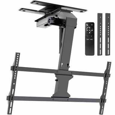 VIVO Electric Flip Down and Full Swivel Ceiling TV Mount for 37 to 86 inch Screens, Large Motorized Flat Ceiling VESA Mount, Holds up to 121 lbs, App and Voice Control, Black, MOUNT-E-FD85S