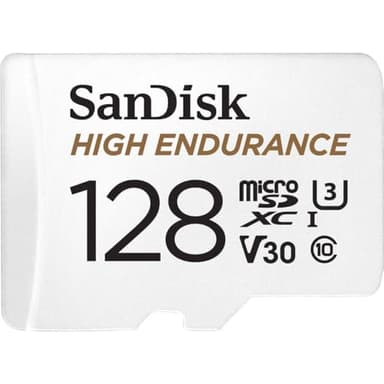 SANDISK 128GB High Endurance Video microSDXC Card with Adapter for dash cam and home monitoring systems - C10, U3, V30, 4K UHD, Micro SD Card - SDSQQNR-128G-GN6IA