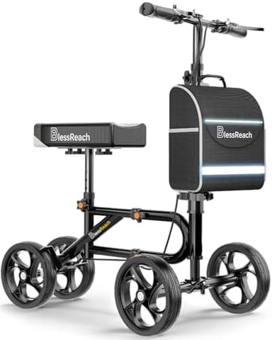 Economy Knee Scooter Steerable Knee Walker for Foot Injuries Compact Crutch Alternative with Dual Braking System (Black)