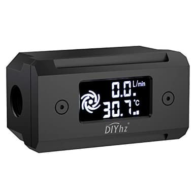 DIYhz G1/4 Aluminum Alloy Shell LCD displaydigital Display Flow Thermometer Temperature Indicator CPU Temperature Monitor