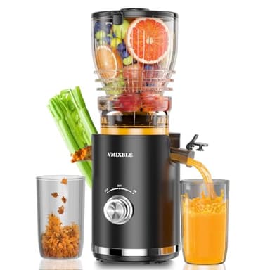 Juicer Machines, Cold Press Juicer with 5.8" Wide Feed Chute, 300W Slow Masticating Juicer for Whole Fruits & Vegetables, High Juice Yield, Easy to Clean, BPA Free Juice Extractor Machine