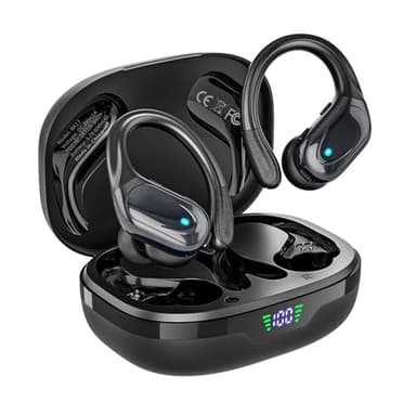 HAOYUYAN Wireless Earbuds, Sports Bluetooth Headphones, 80Hrs Playtime Ear Buds with LED Power Display, Noise Canceling Headset, IPX7 Waterproof Earphones for Workout/Running(Black)