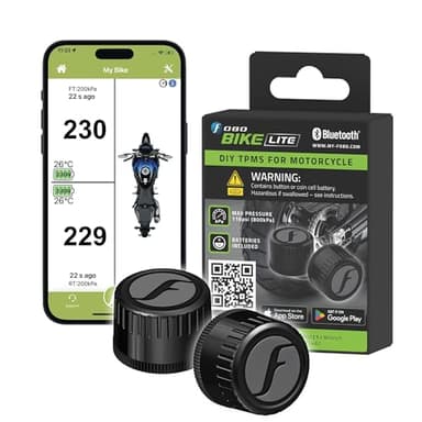FOBO Bike LITE Wireless Tire Pressure Monitoring System (TPMS) – Bluetooth 5.0 Tire Pressure Sensor | Real-Time Tire Pressure Monitoring | Easy QR App Setup | iOS & Android Compatible TPMS Sensors