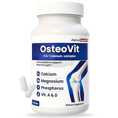 OsteoVit 5-in-1 Calcium 120 tabs Multivitamin: Calcium, Magnesium, Phosphorus, Vitamin D3 & A - Bone Strength & Flexibility*, Non-GMO Gluten Free | Calcium Supplement for Women & Men with Vitamin D