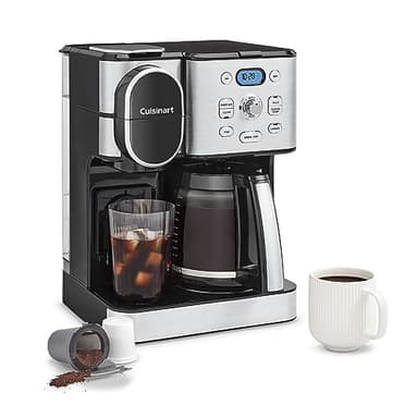 Cuisinart 12-Cup Coffee Maker, Single-Serve Brewer Glass Carafe, Automatic Hot & Iced Coffee Machine, Brew Strength Control and Pause, SS-16, Stainless Steel