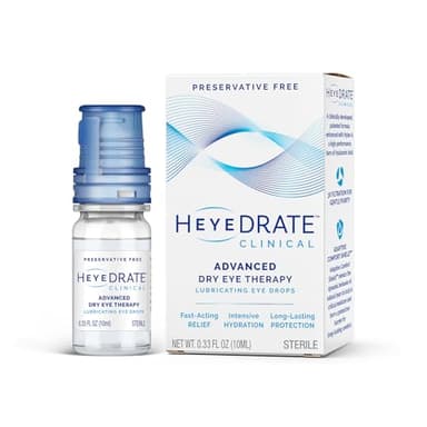 Heyedrate Clinical Preservative Free Eye Drops - .33 fl oz Bottle - Artificial Tears for Intensive Hydration - Eye Drops for Dry Eyes & Long-Lasting Protection