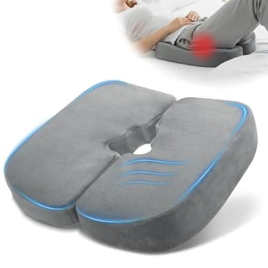 GAB Memory Foam Bed Sore Cushions for Butt, Adjustable Tailbone Pain Relief Cushion (16–20”) for Long Sitting & Sleeping, Donut Pillow for Tailbone, Designed for Bedbound Patient Care (Gray)
